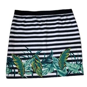 Jaclyn Smith Women 14 Pencil Mini Casual Skirt Fitted Zip Back Stretch Striped